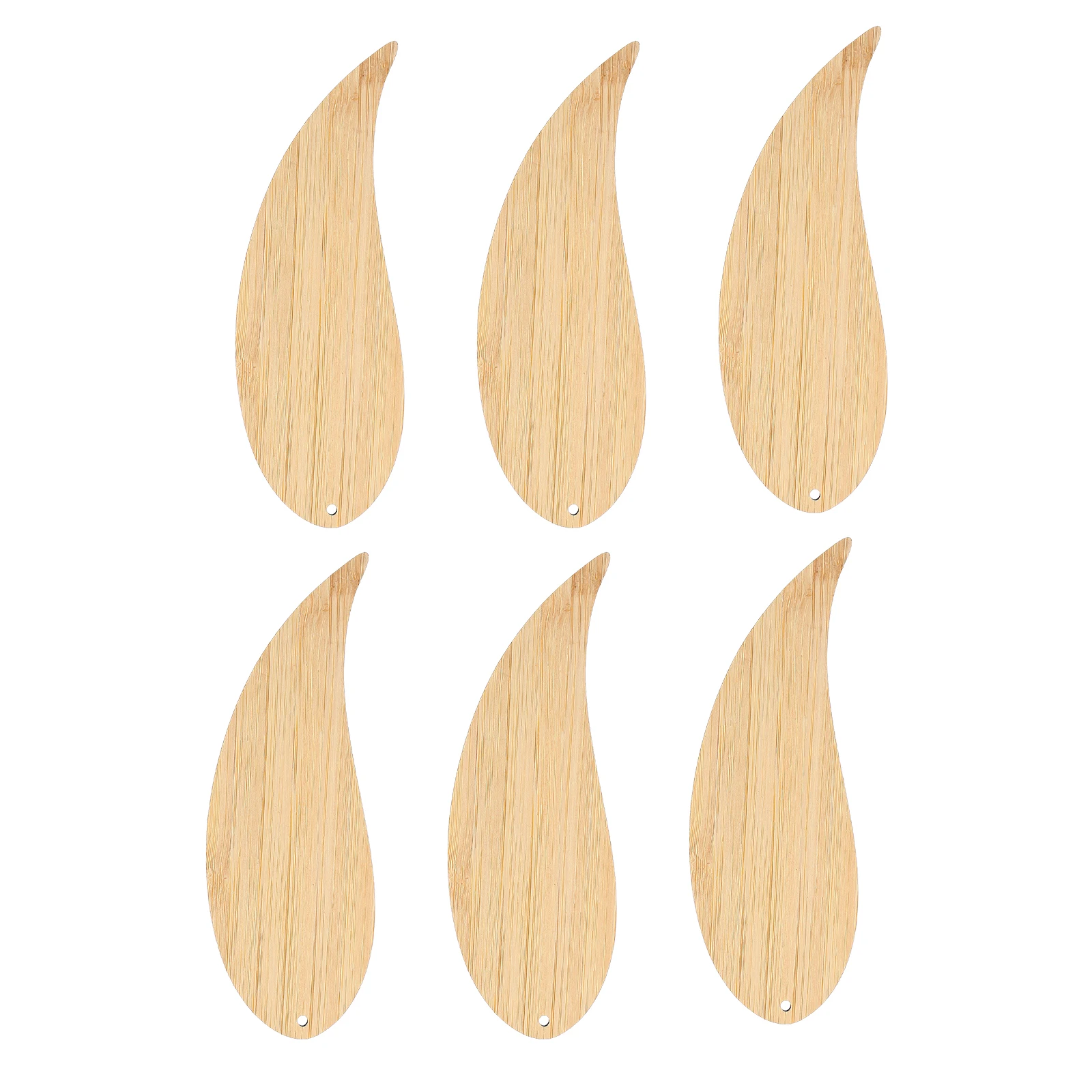 

6 Pcs Bamboo Bookmarks 0 2cm Thick Double Sided Blank DIY Tags Graffiti Leaf Design Pendant Gifts Student Supplies
