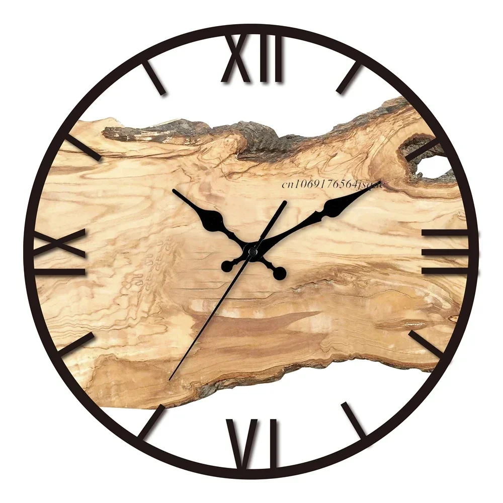 New Transparent Acrylic Wood Grain Wall Clock High Quality Luxury Wall Decoration Clocks for Living Room Bedroom Office Home