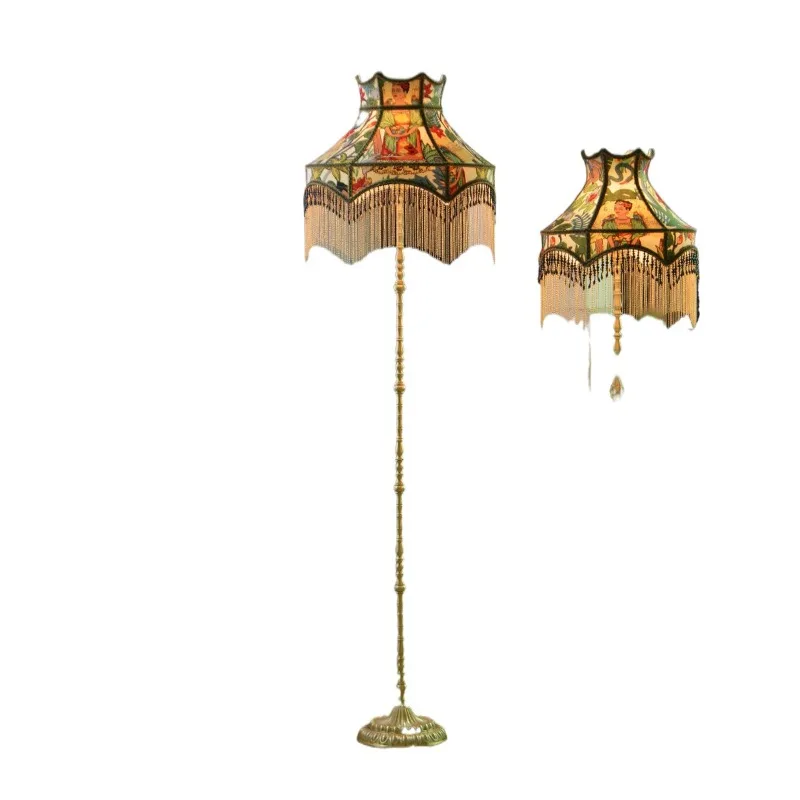 

French American retro, brass bedroom living room atmosphere floor lamp