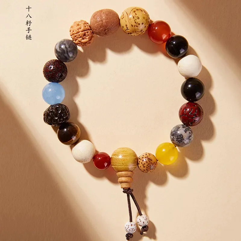 18-Seed Duobao Bodhi Buddha Beads Bracelet Duobao Agate Men and Women Bracelet Jingang Duobao Crafts Handheld Rosary