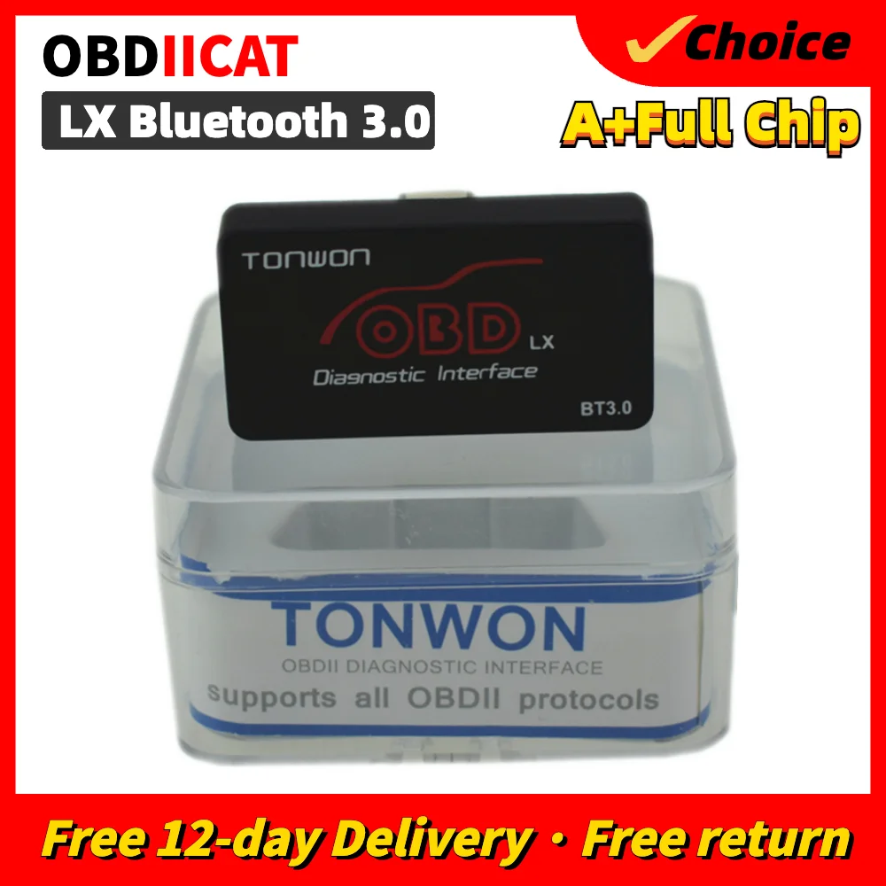 TONWON Professional OBD2 Bluetooth 3.0 для Android с устройством сканирования считывателя кодов, поддерживает 9 протоколов лучше