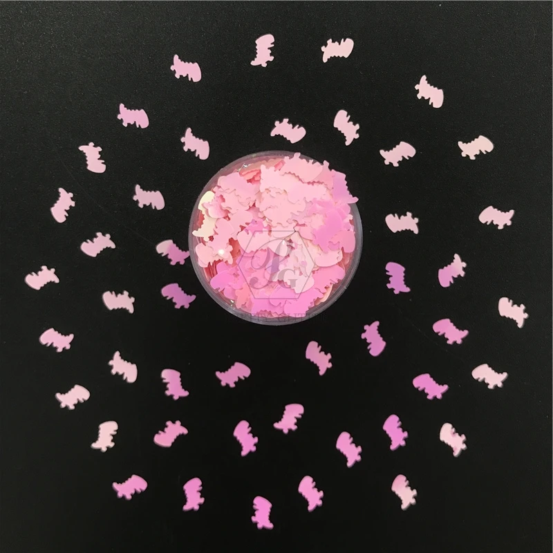 PrettyG 1 scatola di paillettes a forma di dinosauro con glitter laser a cambiamento di colore per accessori per la decorazione di trucco per unghie artigianale in resina fai da te