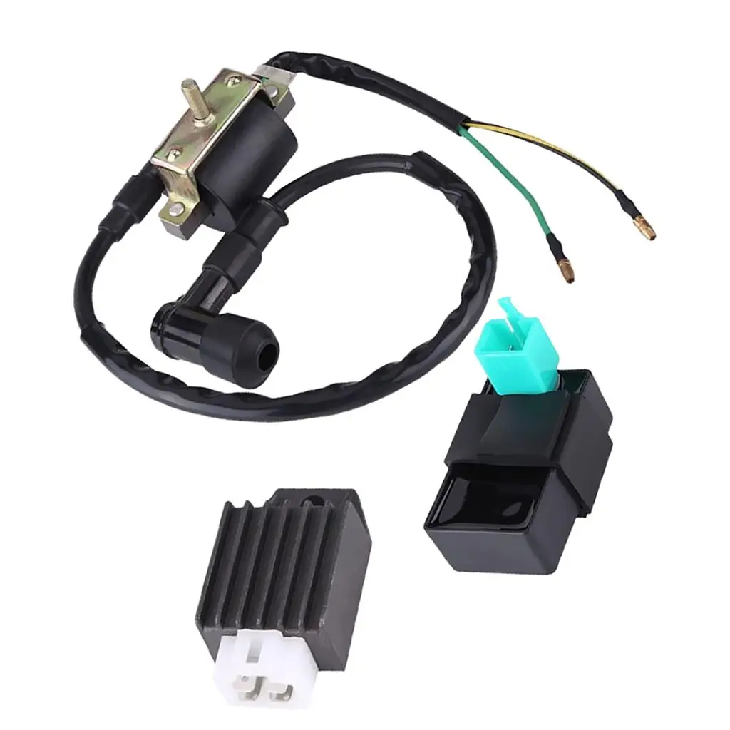 ATV Ignition Coil CDI Unit Rectifier Regulator Kit Durable Rubber Plastic for Motorcycle Dirt Bike Replacement 50CC 110CC