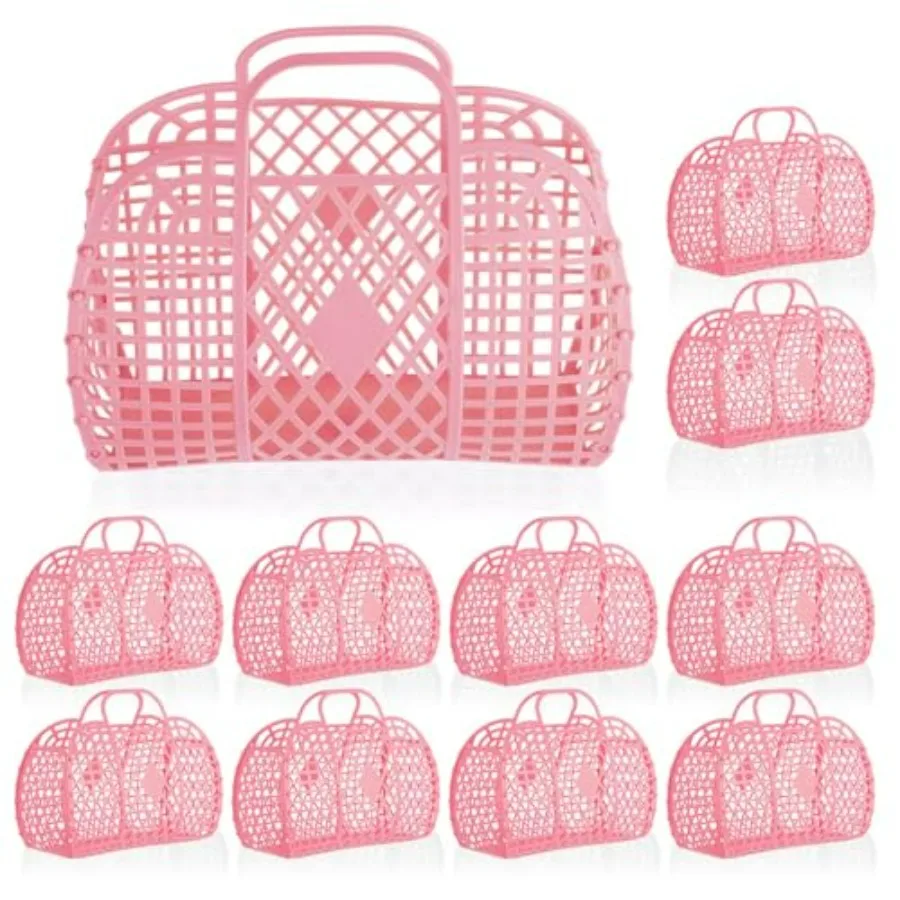 10 Pcs Jelly Purse Jelly Basket Beach Bags, Reusable Tote Beach Handbags, Plastic Beach Basket for Women Girls