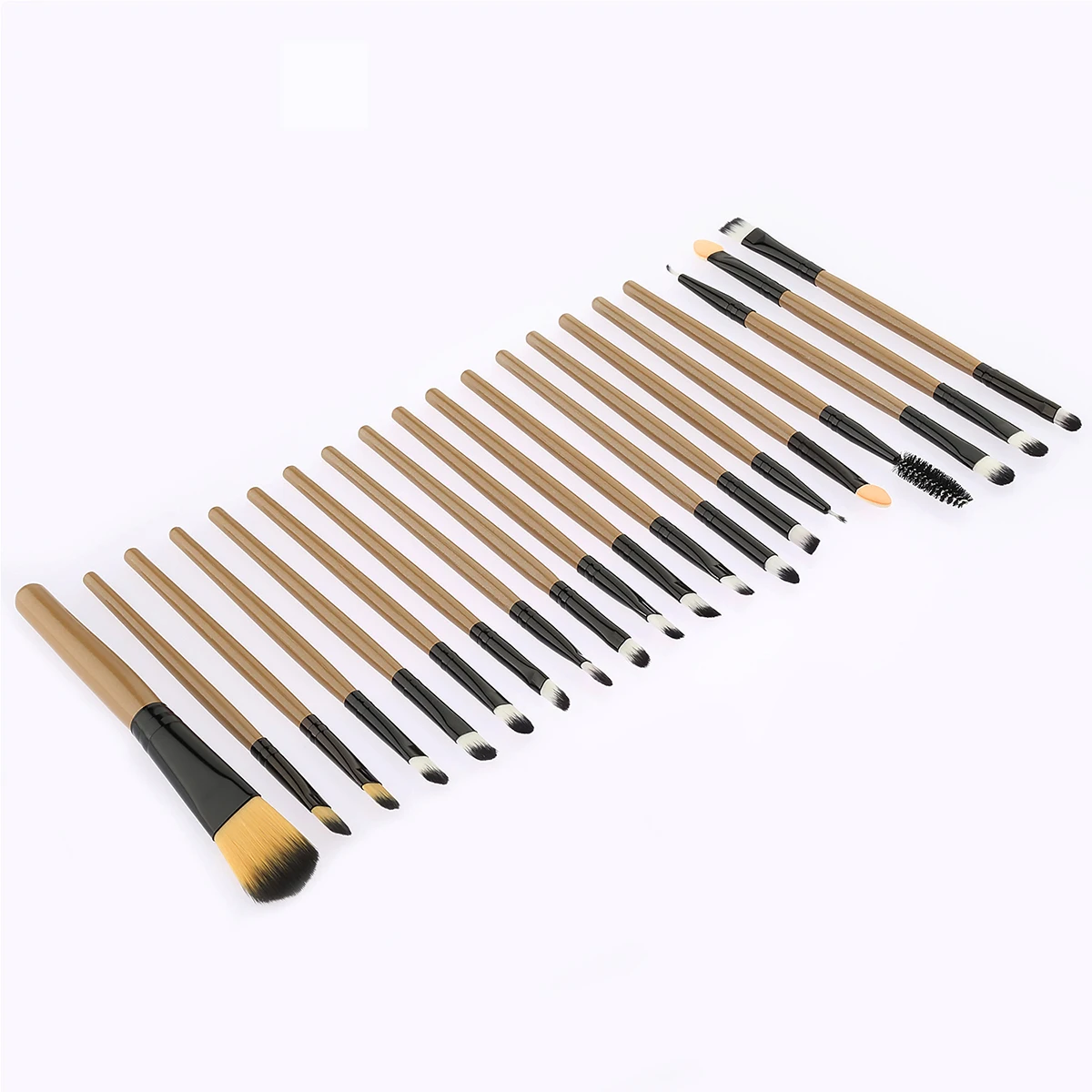 Juego de 20 Uds de brochas de maquillaje cosméticas con mango de bambú de uso diario profesional para mujeres brocha para polvo