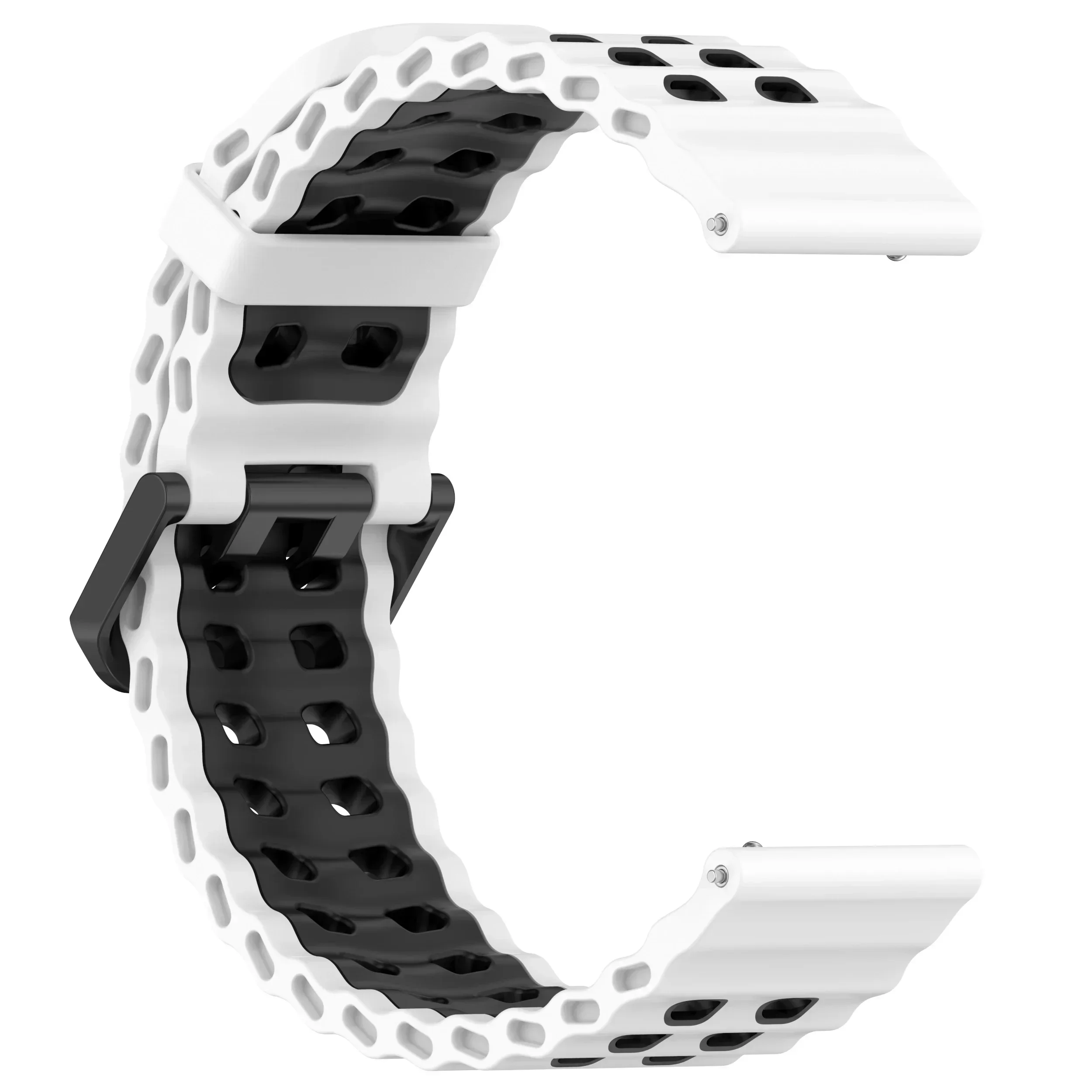 22 mm Ocean-Silikonarmband für Amazfit Active Max/Balance 2/Bip 6 5/GTR 4 3 2 2e/Stratos 3 2/Cheetah Round-Pro/Pace Zweifarbiges Armband – Detail 7
