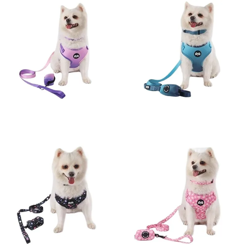 Pet Dog Harness and Leash Set Adjustable Mesh Dog Harness Vest Puppy Pet Walking Lead Leash Collar for Small Dogs Cats Kitten