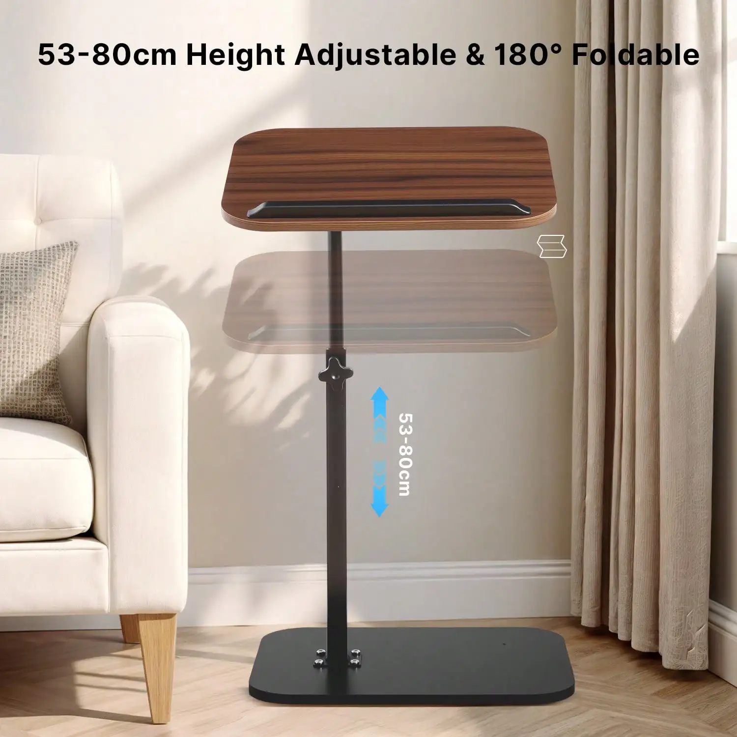 Adjustable C-Shaped Desk Table 360° Swivel Slide-Under Bed/Game Desk With Storage, Desk Accessories & Living Room