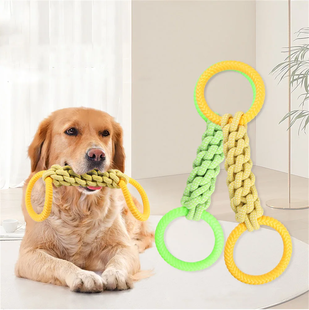 

Cat Puppy Teeth Cleaning Molar Biting Toy Soft TPR Rope Knot Toy Pet Chew Toy Bite Resistant Small Dogs Interactive Training Toy