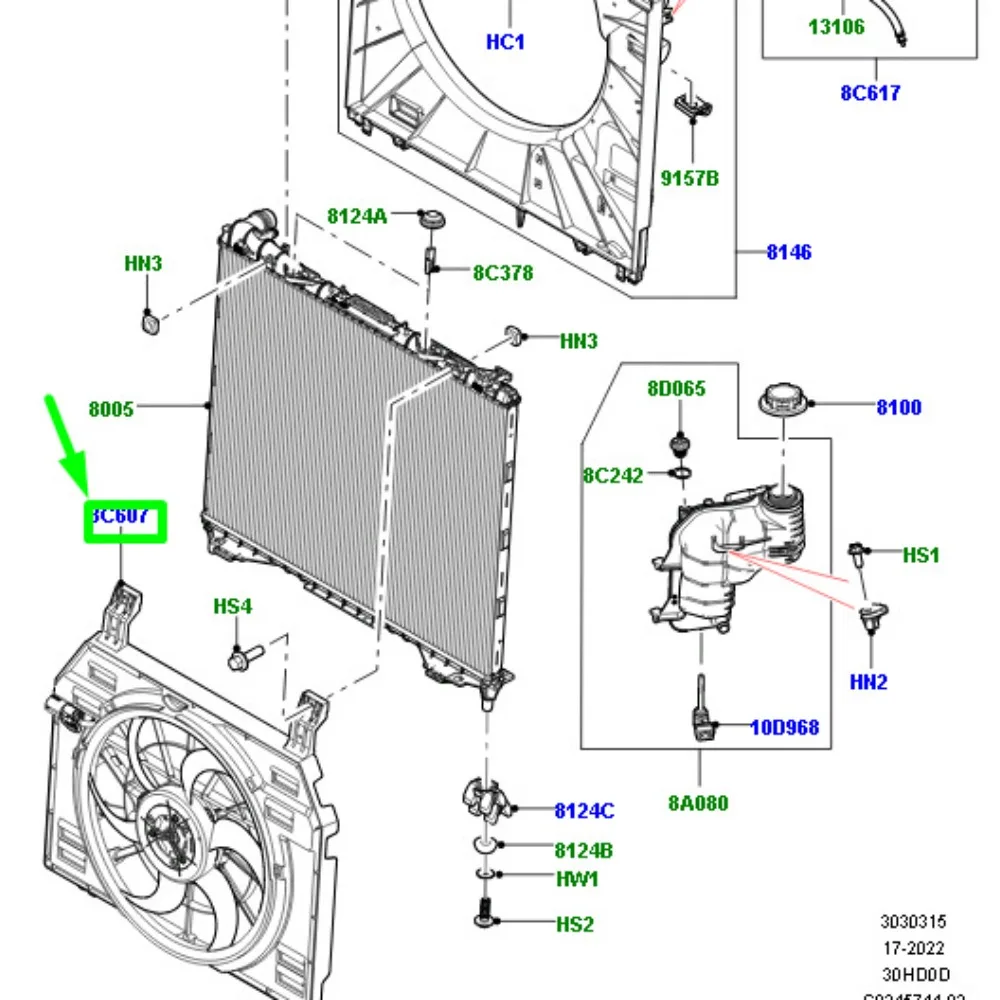 Radiator Electric Cooling Fan Assembly OEID: LR146883 For Land Rover Defender 110 2017-2025 3.0T 5.0L Cooling Fan