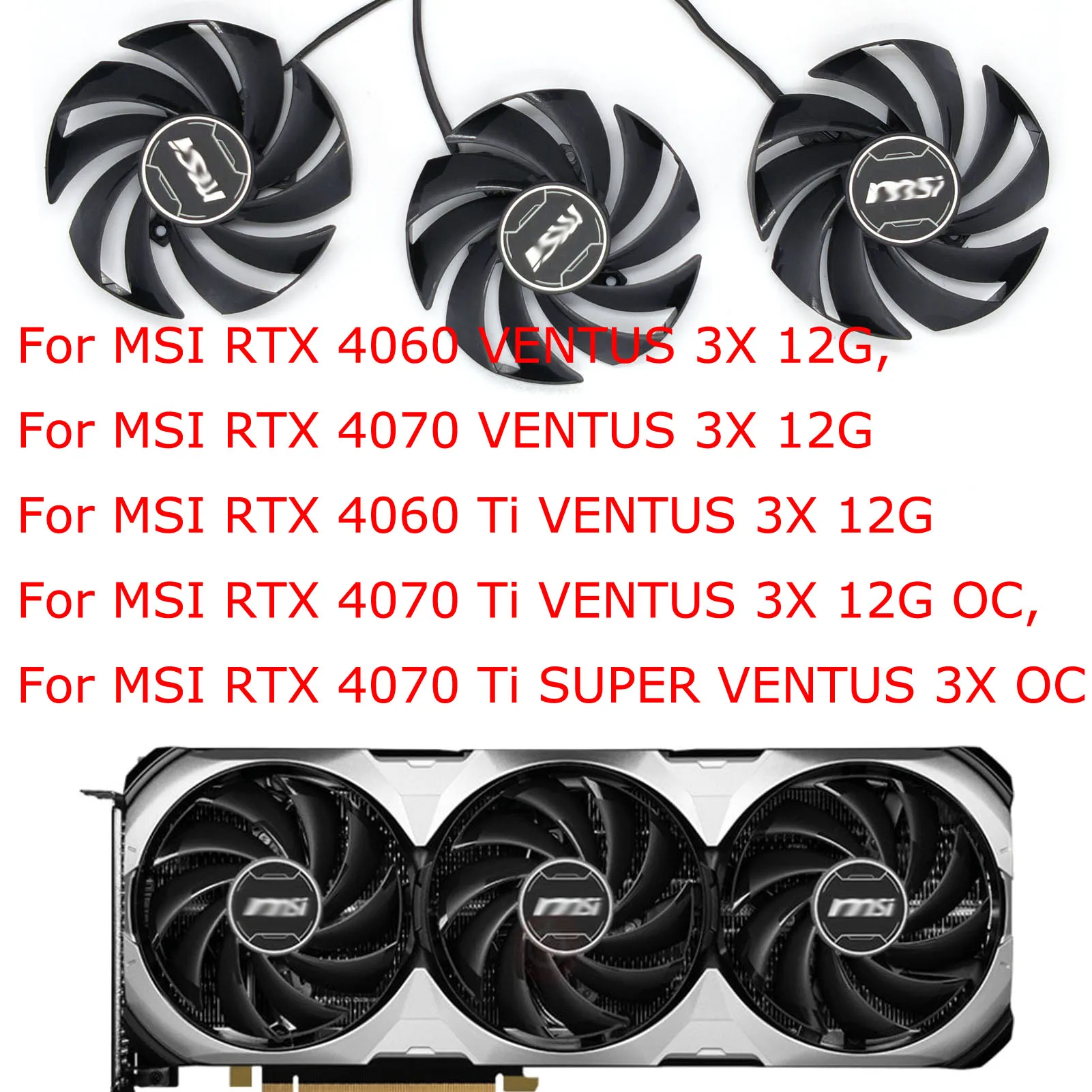 Video GPU Graphics Card Cooling Cooler Fan,For MSI 4060 4070 Ti 4070Ti Super RTX4060 RTX4070 VENTUS 3X,PLD09210S12HH
