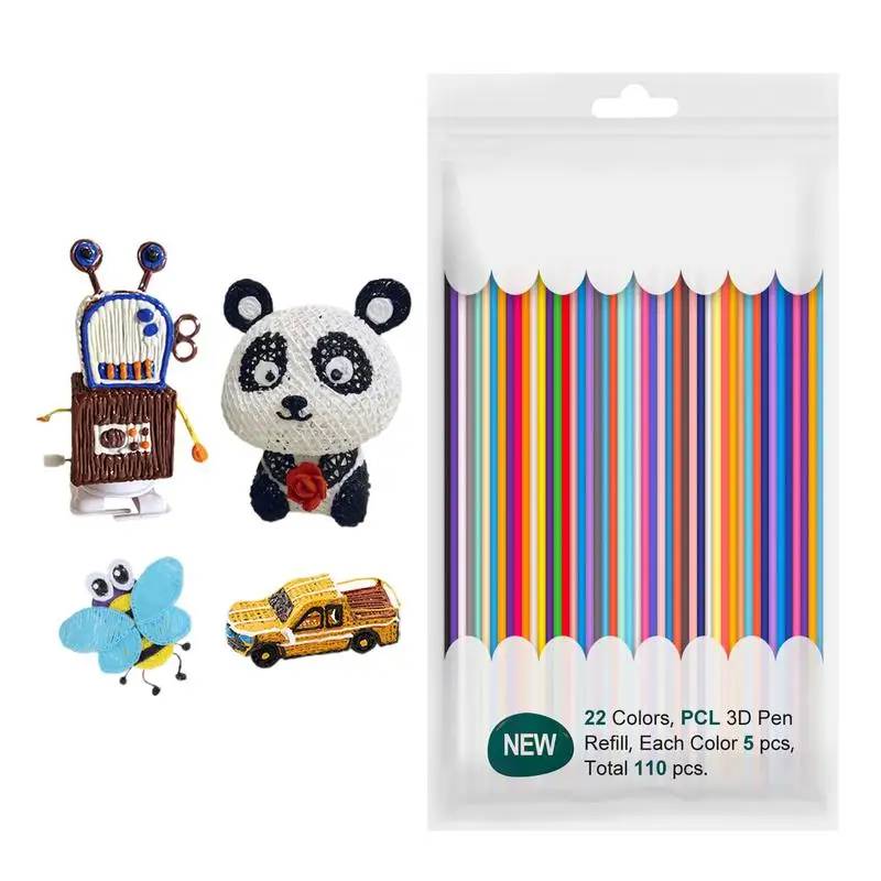 

22 цвета, 110 шт., стержни для 3D-ручки, 2,5 мм, нить для 3D-печати, аксессуары для 3D-ручек, сменный блок для 3D-ручки для рисования, комплект нити