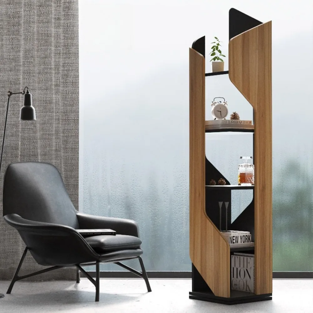 Nordic Floor Standing Corner Bookshelf, Multi-Layer Storage Rack for Living Room, Modern Minimalist Display Cabinet