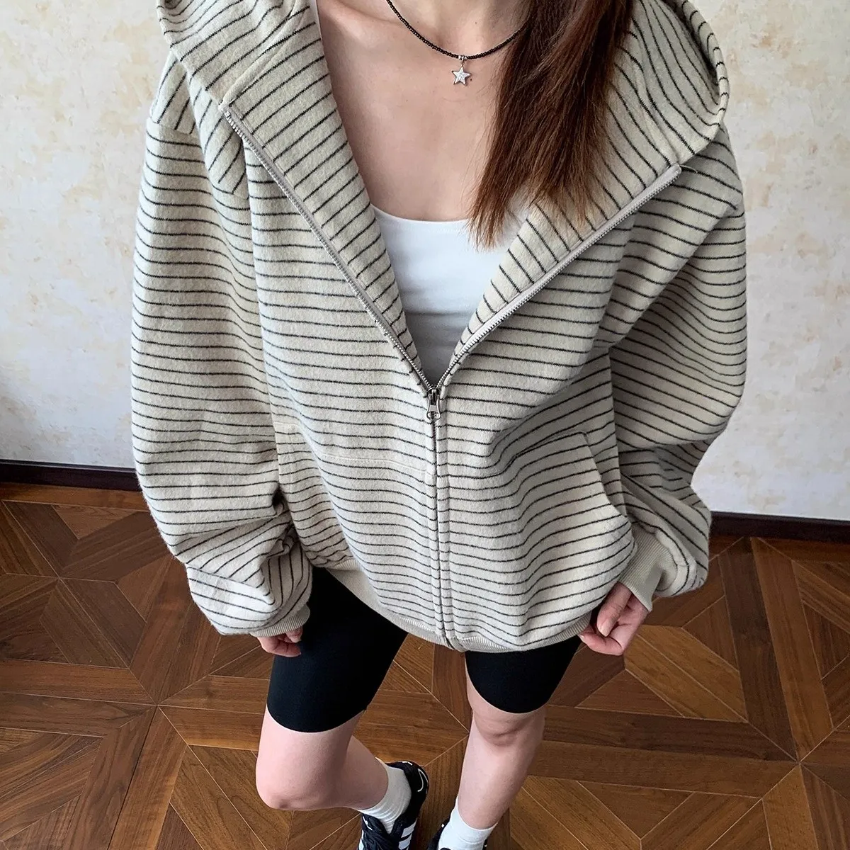 

Открытый кардиган на молнии в американском стиле в стиле ретро, простой высококачественный бархатный тройник, модный женский свободный крой