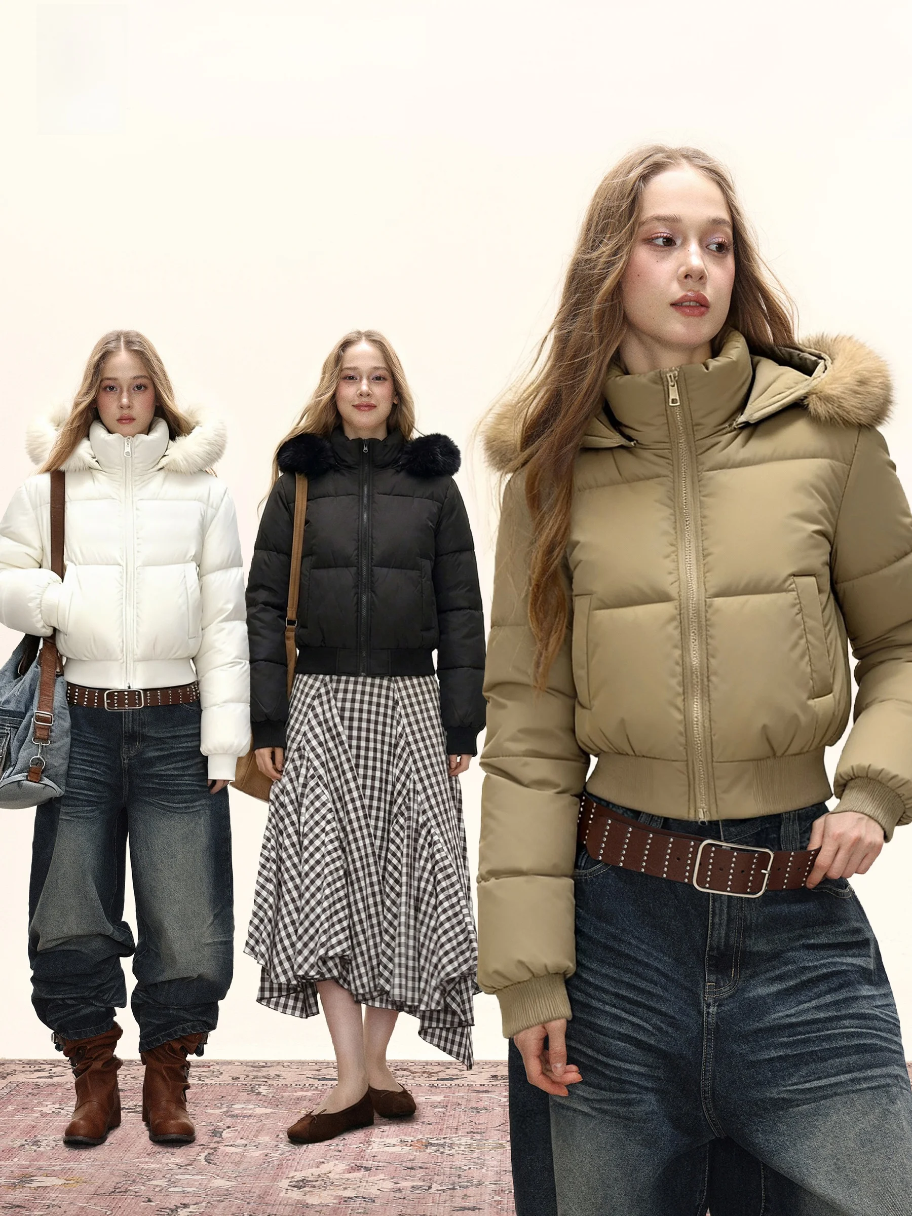 

Теплое женское пальто из хлопка с меховым воротником и капюшоном, повседневное длинное пальто прямого кроя, цвет на молнии