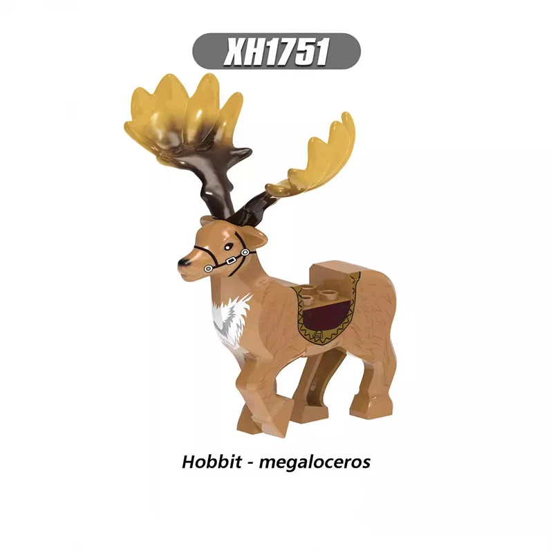 Medieval War Series Elf Warriors Animals Building Blocks Brown/Yellow Megaloceros Elk Mount DIY Bricks Toys For Kids Xmas Gifts
