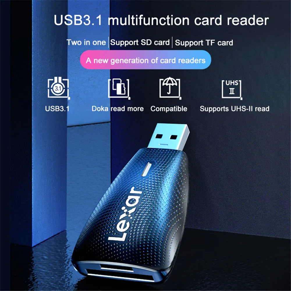 Lexar 450U ليكسر USB 3.1 قارئ بطاقة 2 في 1 SD مايكرو SD قارئ بطاقة عبر ذاكرة فلاش SDHC SDXC عالية السرعة ليكور دعم TF بطاقة SD
