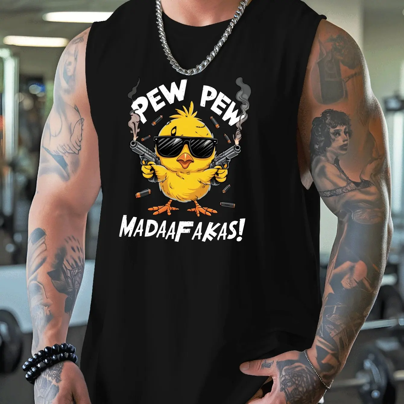 

Funny Duck Printed Men's Sleeveless T-shirt 3D Letter Pattern Crew Neck Pullover Top Leisure Fashion Summer Breathable Men Vests