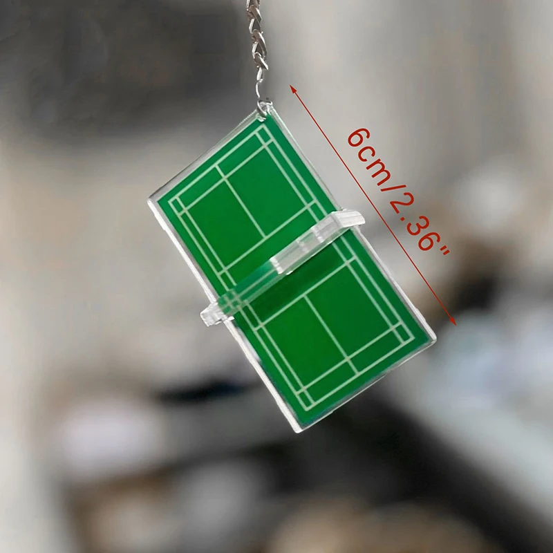 1PC Badminton Court portachiavi Souvenir Mini Ping Pong ciondolo tavolo da Tennis 3D acrilico portachiavi sport Fans portachiavi ornamento regalo