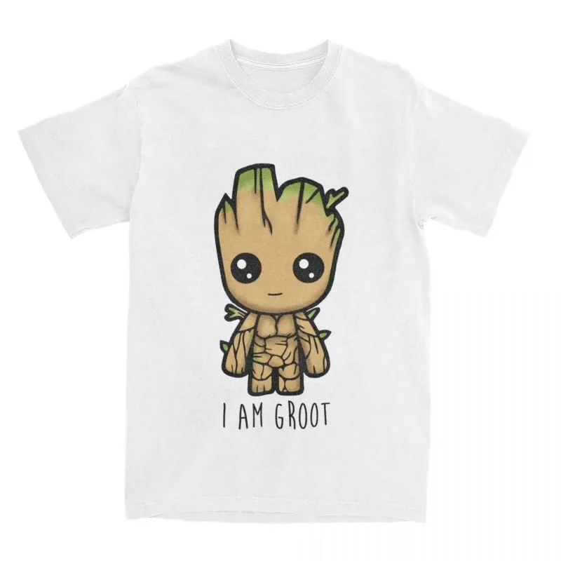 Camiseta de moda para mujer I Am Groot Guardianes de la Galaxia Camiseta creativa de algodón de manga corta Top de cuello redondo estilo veraniego