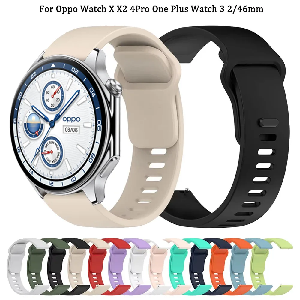22mm Silicone Sports Strap For Oppo Watch X X2 4Pro Wristband Correa One Plus Watch 3 2 2R/46mm Replacement Bracelet Accessory