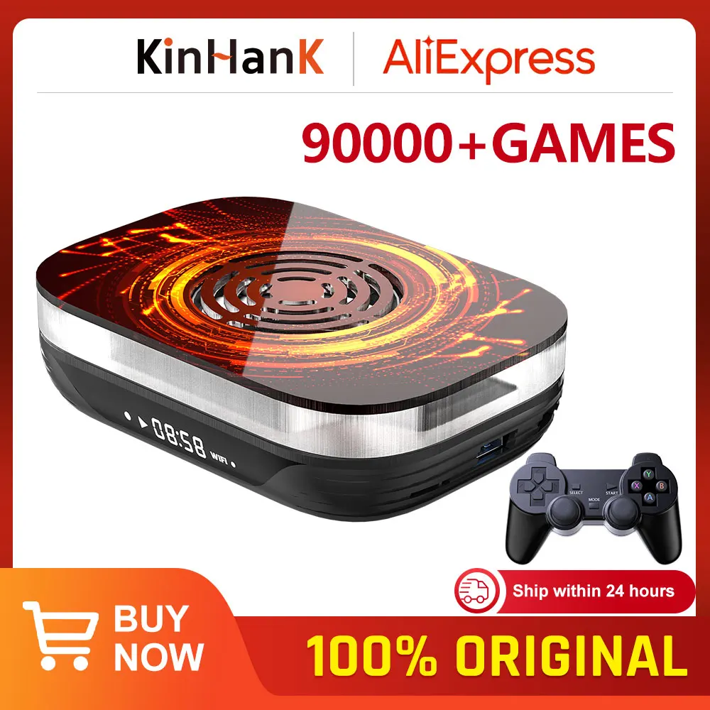 KINHANK Amlogic S905X4 Retro Video Game Console Super Console X4 Plus 90000 Game for 60+ Emulators Arcade/MAME/NAOMI 4K HD TVBox