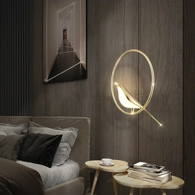 Plafonnier LED suspendu doré Maghelicopter Bird, luminaire décoratif de plafond, idéal pour une salle à manger ou un salon