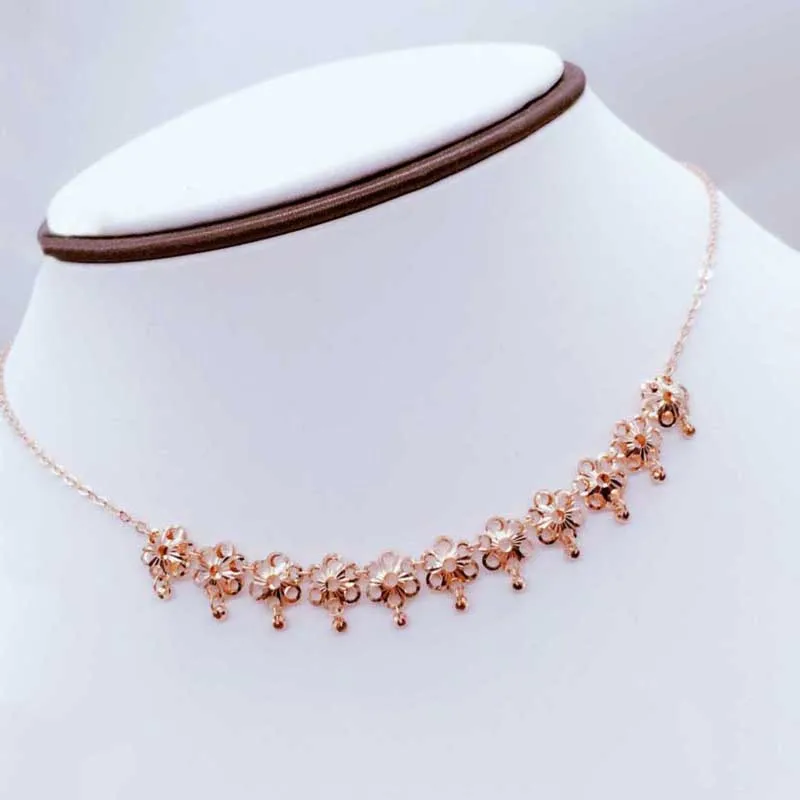 New creative 585 purple gold necklace plated 14K rose gold fashion one chain flower tassel pendant light luxury wedding jewelry