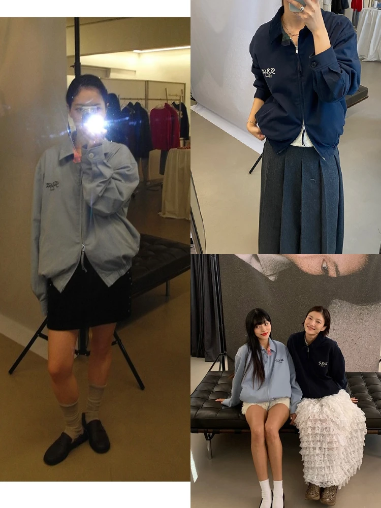 

Куртка East Gate с вышитым воротником-буквой, женская, повседневная, свободного кроя, в стиле ретро, школьный стиль, верхняя одежда на молнии, с длинными рукавами