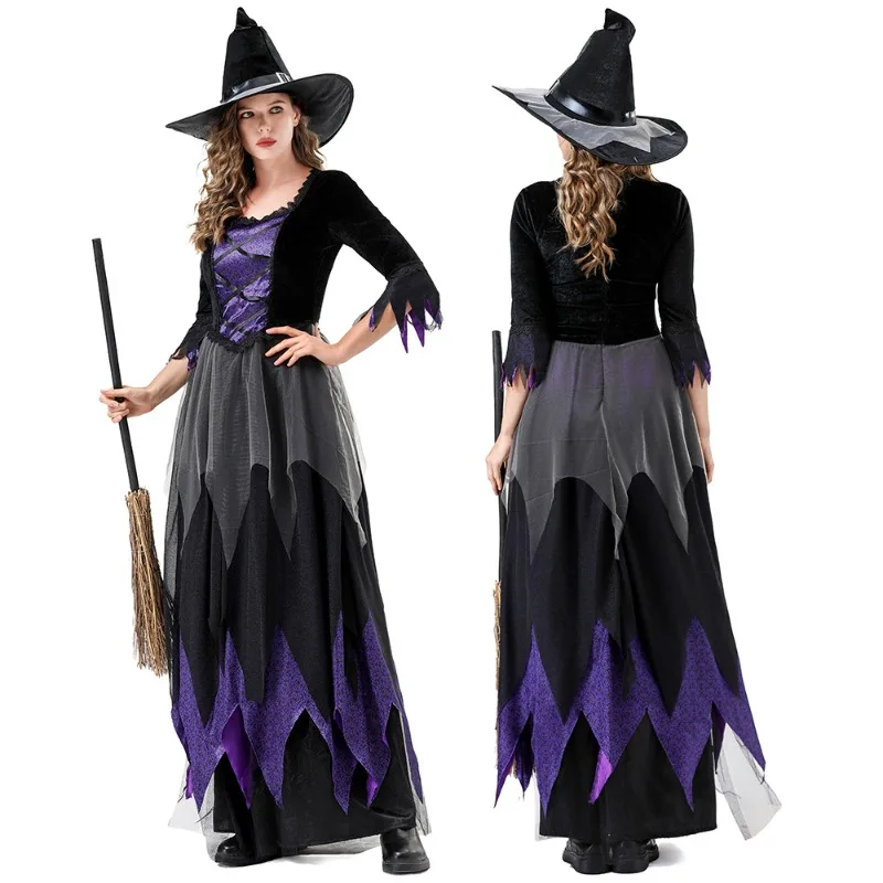 

Halloween Adult Witch Cosplay Costumes Women Vampire Dress Gothic Outfit Sorceress Party Festival Stage Performance Magic Robe