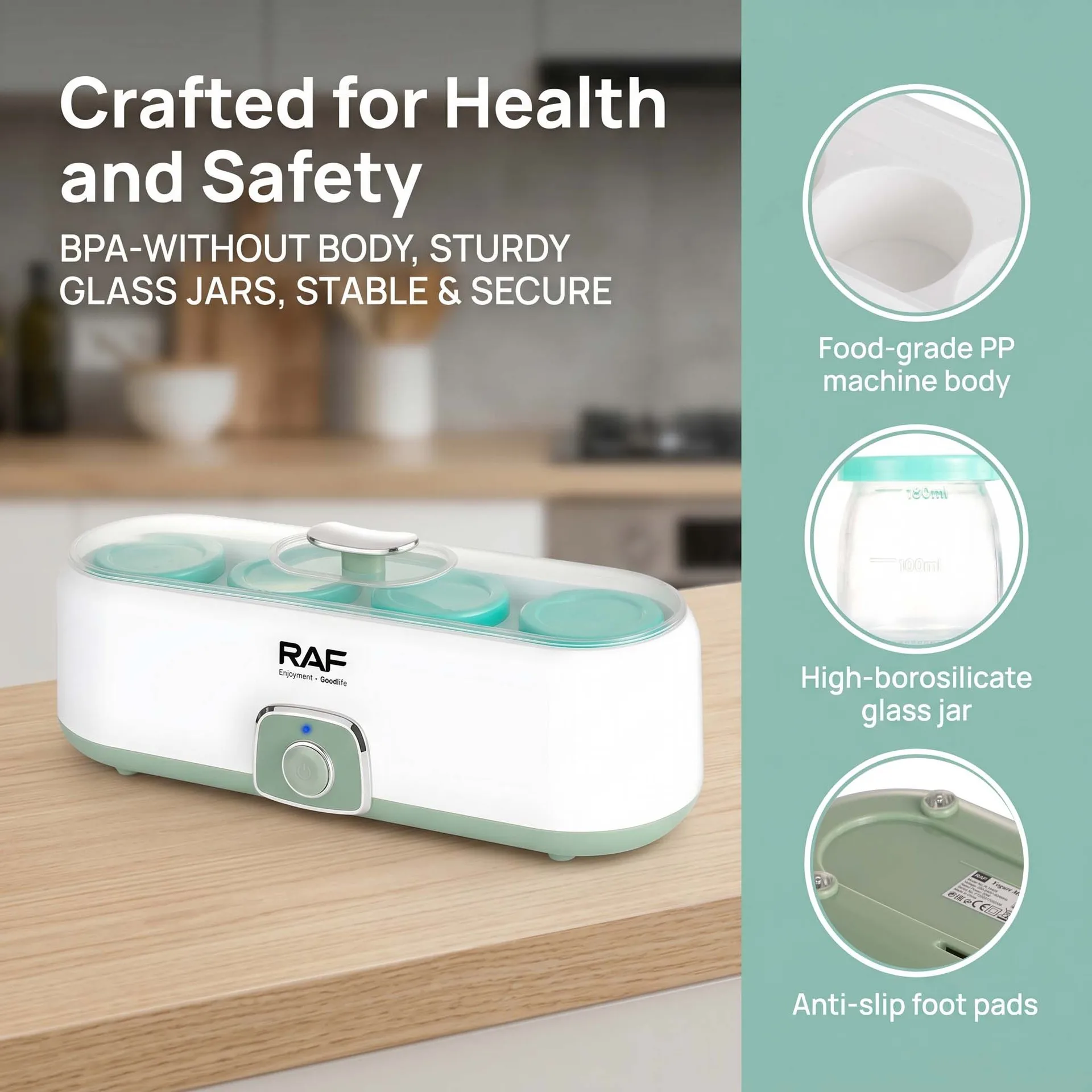 Electric Yogurt Maker With 4 Glass Cups Automatic Leben Yoghurt Rice Wine Machine Buttermilk Sour Cream Natto Fermenter 220V