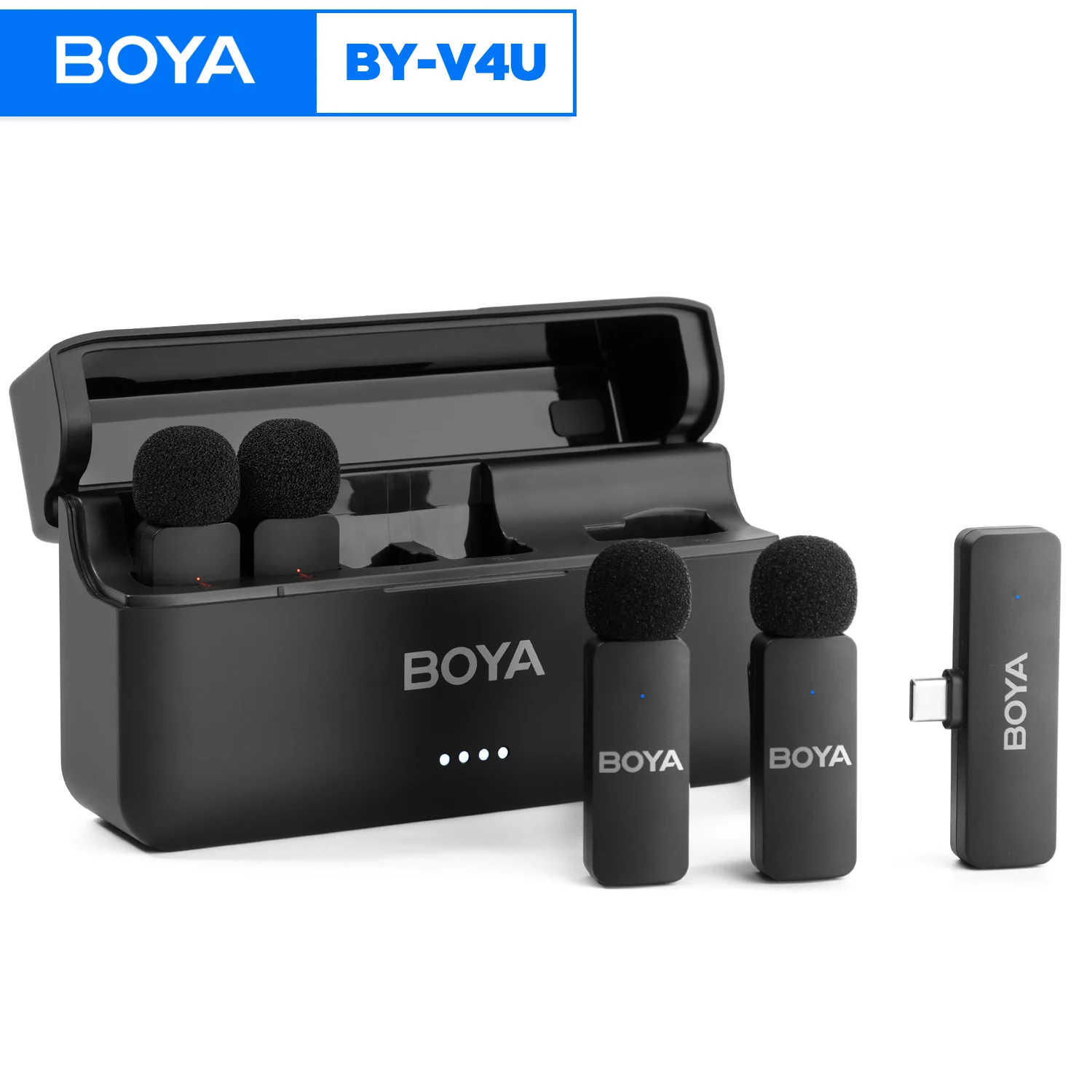 

BOYA BY-V4U беспроводной петличный микрофон для iPhone 15, Android Type C, телефона, смартфона для видеозаписи, подкаста, интервью