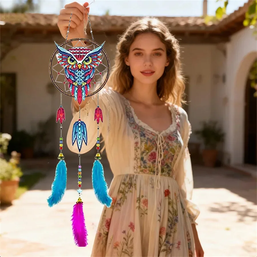 Owl wind chime bell New style Gifts Diamond Painting Kits Drill DIY Crystal Rhinestone Mosaic Art Craft Home Decor Supplies