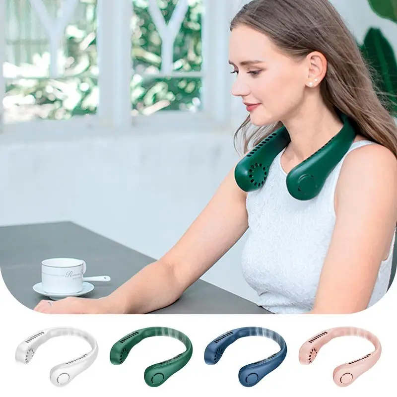 Summer Air Cooling Hanging Neck Fan Bladeless For Outdoor Sports Running Travel Portable Wearable USB Neckband Hanging Neck Fans