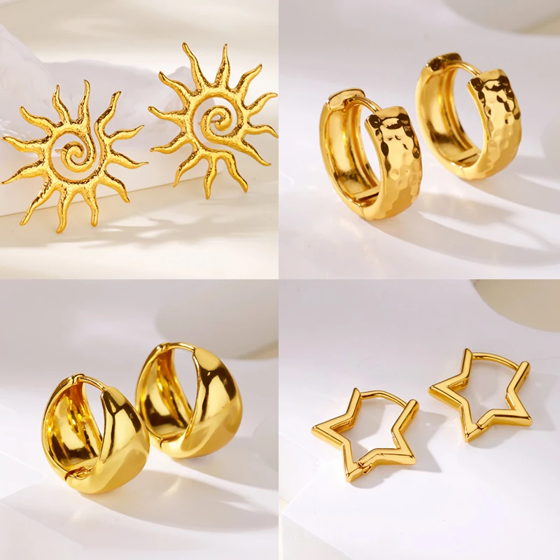 Pendientes de Acero Inoxidable para Mujer, Chapados en Oro de 18K, Pequeños Aros Hipoalergénicos e Impermeables, Joyería de Moda, Regalos