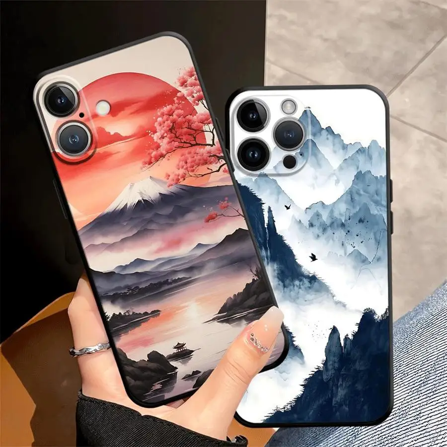Черный мягкий чехол для телефона Beauty Mountain View для iPhone XR 17Air 13 12 11 17 Pro Max XS Max 15 16 14 Plus 7 8 Черный мягкий чехол для телефона Beauty Mountain View для iPhone XR 17Air 13 12 11 17 Pro Max XS Max 15 16 14 Plus 7 8