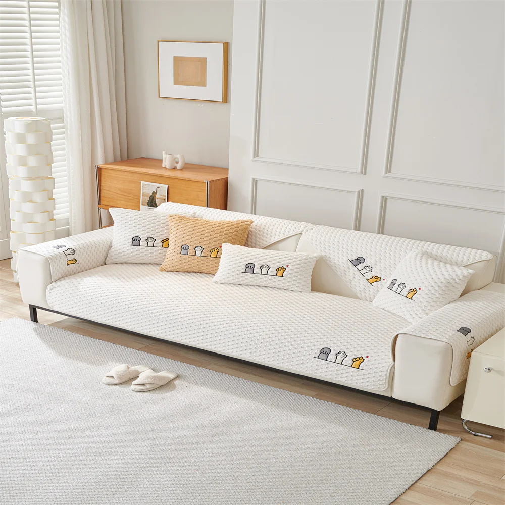 Plush Sofa Cushion Non-slip Thickened Sofa Towel Simple Modern Sofa Cover