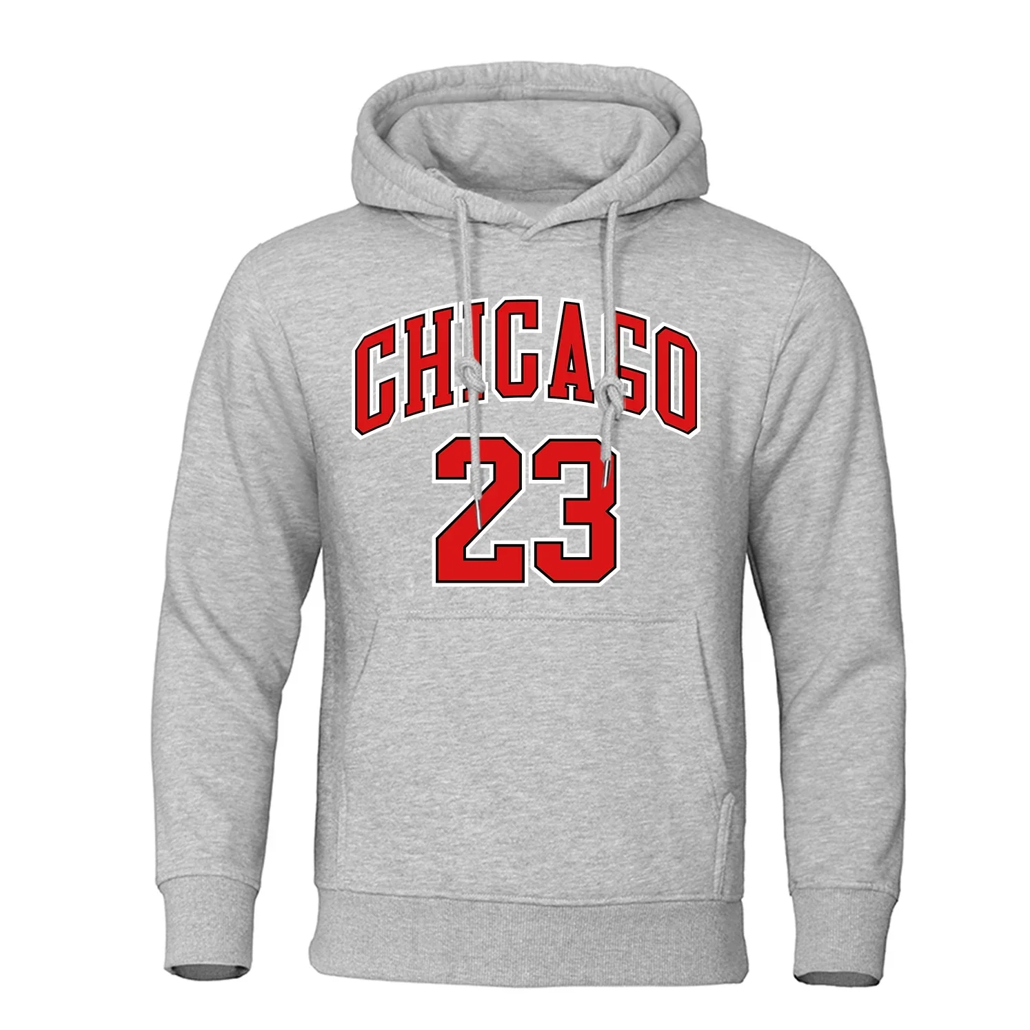 Chicago 23 Jersey Letter Number Pattern Hoodie Men Fashion Hip Hop Pullover Hoody O-Neck Street Sweatshirt Pocket Fleece Hoody