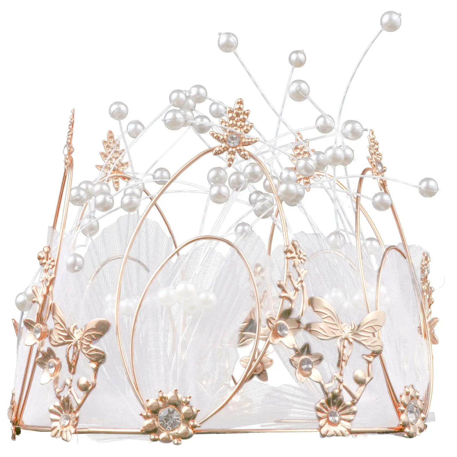 1Pcs Beautiful Cake Decoration Crown Hollow Lace Delicate Bridal Headband Wedding Party Prom Cake Topper