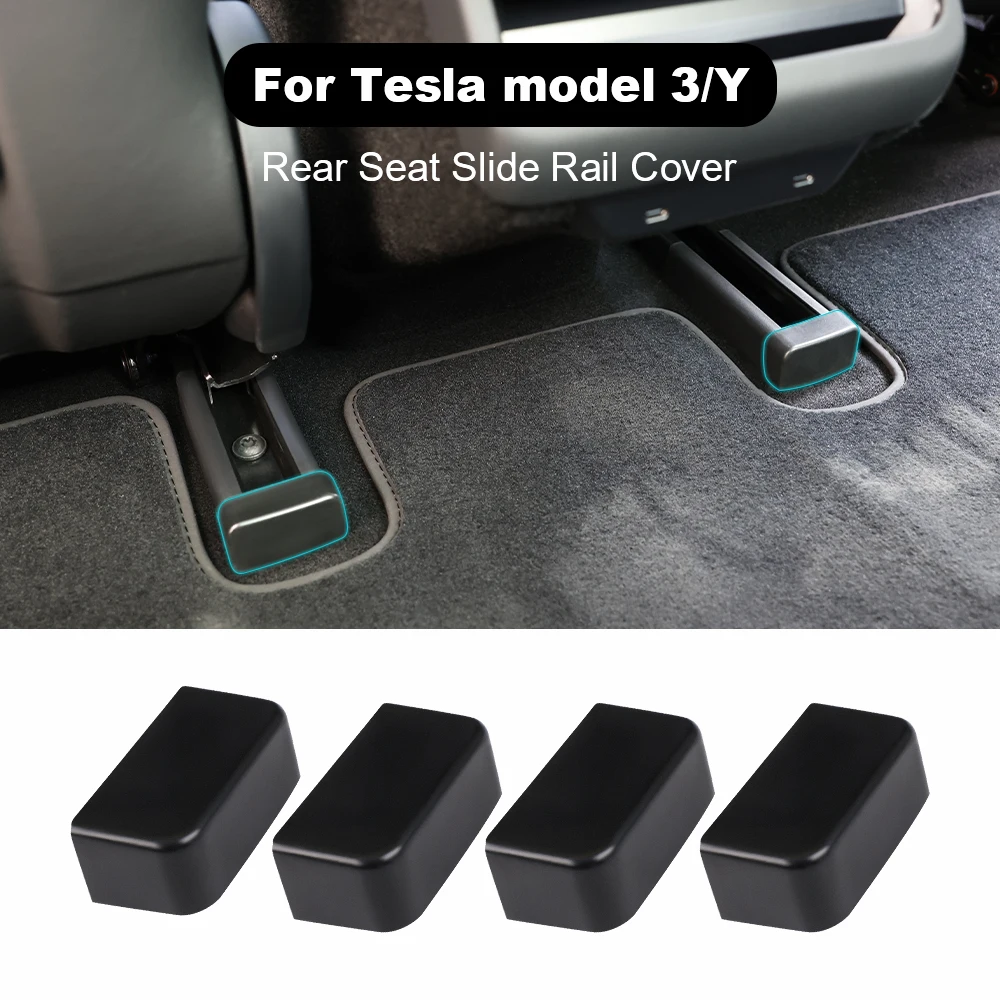 4Pcs Rear Seat Slide Rail Rubber Protection Plugs For Tesla Model 3 Model Y Anti Scratch Seat Rail Protective Cover Auto Interio