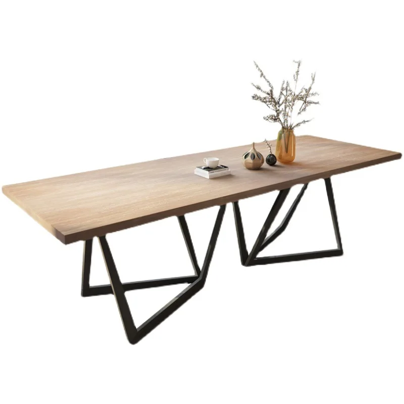 

Simple, modern, Nordic, desk, long table, industrial style, solid wood, conference, negotiation