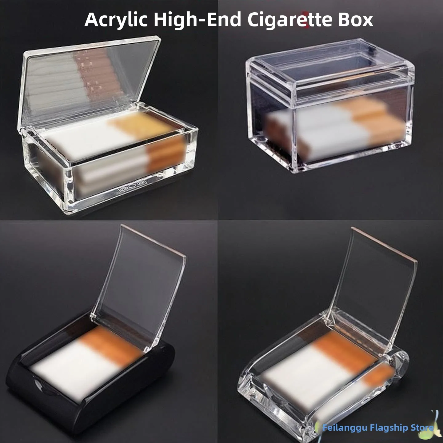 

Acrylic Cotton Swab Box Transparent Anti-Fall Business Card Box Creative Flip Cover Club Cigarette Box Toothpick Box Makeup Box