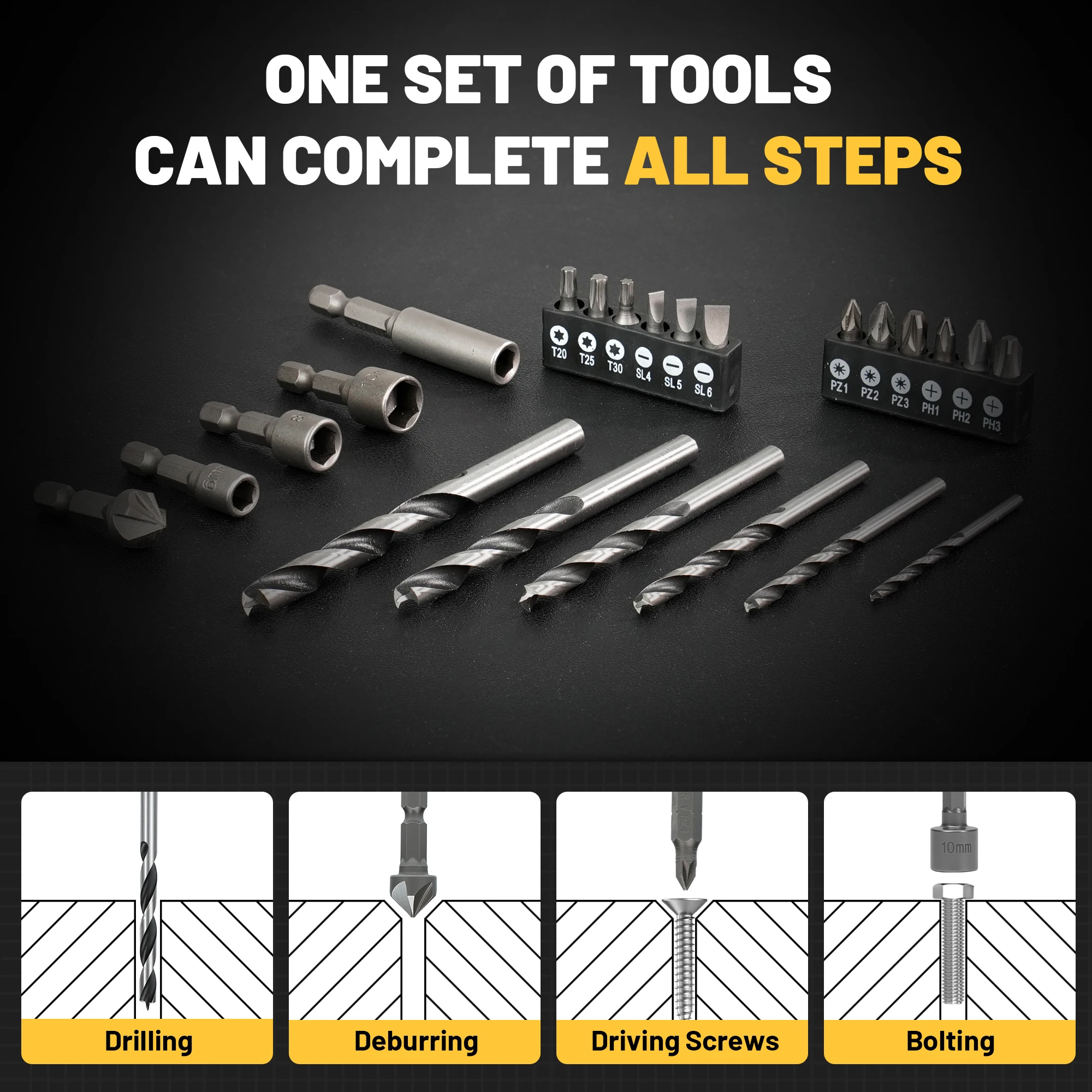مجموعة لقمة مثقاب من TOLESA مكونة من 35 قطعة مع لقمة مفك براغي ومفك براغي، مجموعة لقمة مثقاب للخشب المعدني، هدية عيد الميلاد للأب