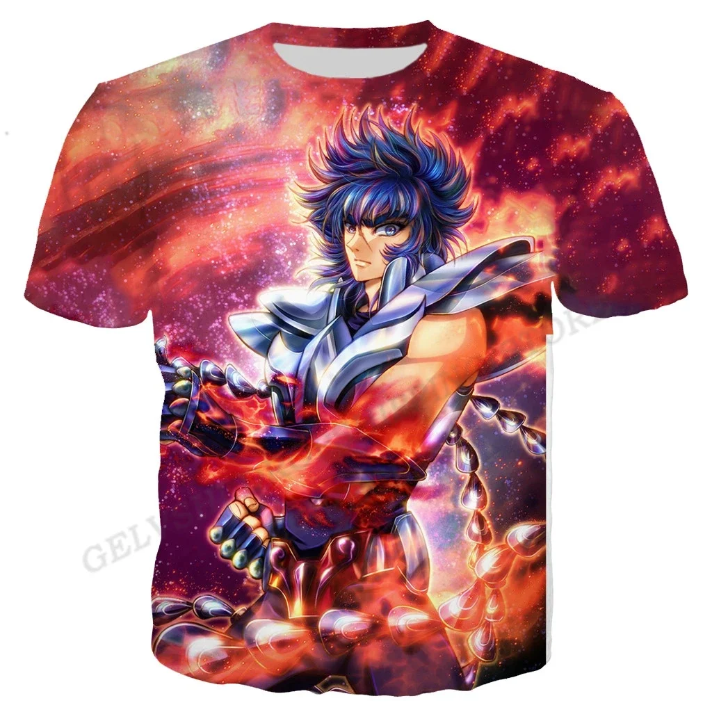 New Manga Saint Seiya 3D Printed Summer T-shirt Street Wear Crew Collar Short Sleeve Casual Oversized Boys and Girls Shirt Cloth