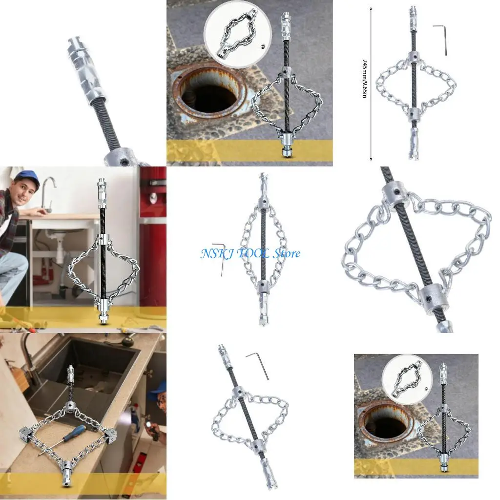 

L8RC Multipurpose Drain Maintenance Tool Flexible Corrosion Resistant Chain System With Ergonomic Handle For Easy Operation