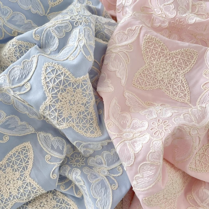 

Свежий стиль 3D вышивка бабочкой кружевная ткань для изготовления платьев DIY ремесло дизайнерская ткань