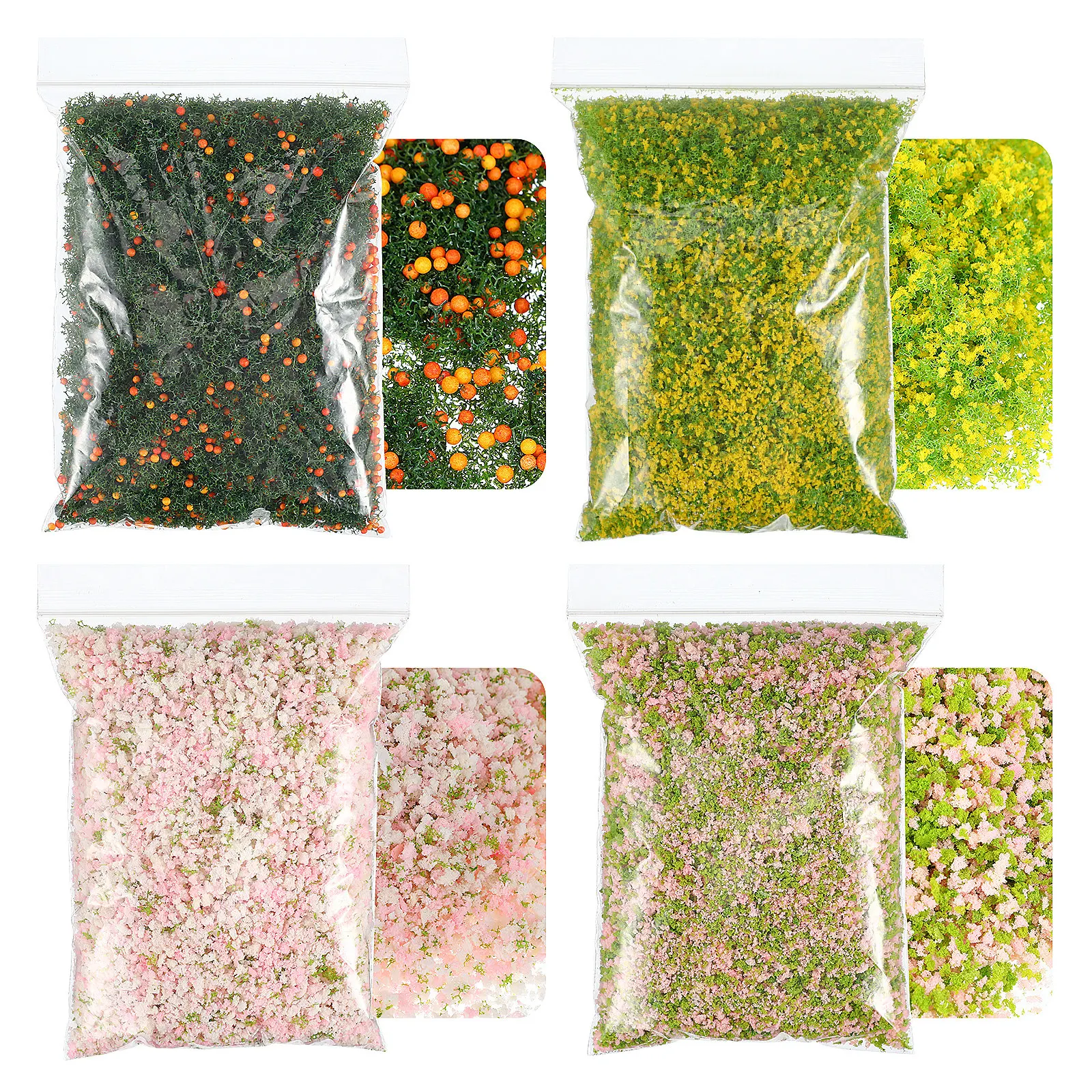 

4pcs 4 Packs Realistic Diy Foliage Materials For Scenery Dioramas Railroads Miniature Landscapes Tree Powder Static Grass