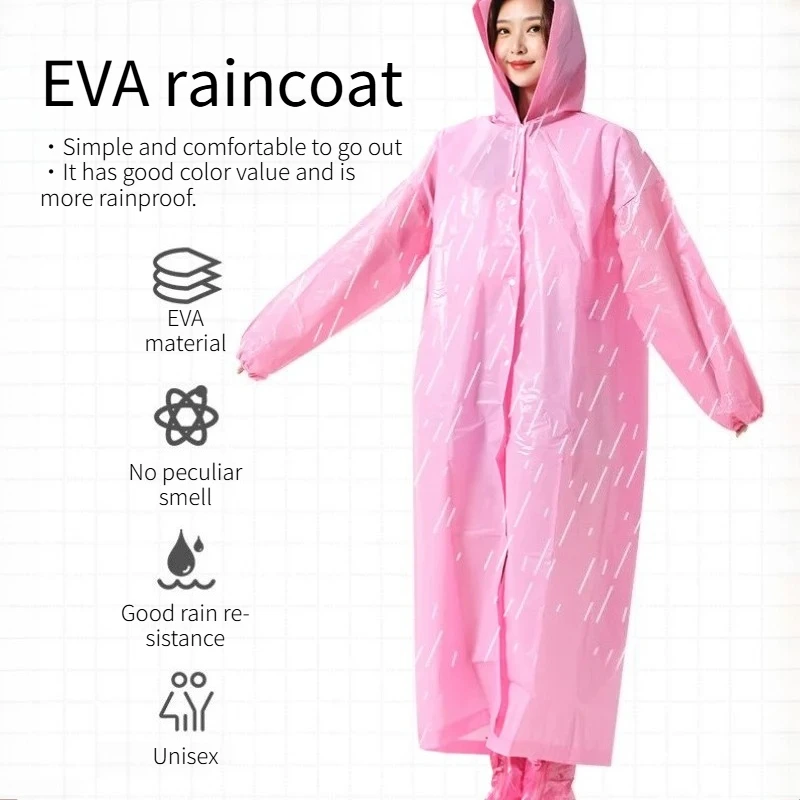 Thickened EVA reusable headband one-piece raincoat, portable outdoor hiking travel rainstorm proof multicolor adult raincoat