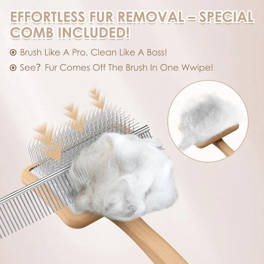 فرشاة وميض كبيرة للكلاب 3 قطع من أدوات العناية بالحيوانات الأليفة مع مشط تحت المعطف ومشط من الفولاذ المقاوم للصدأ للمعاطف السميكة وتأثير الدبابيس الطويلة