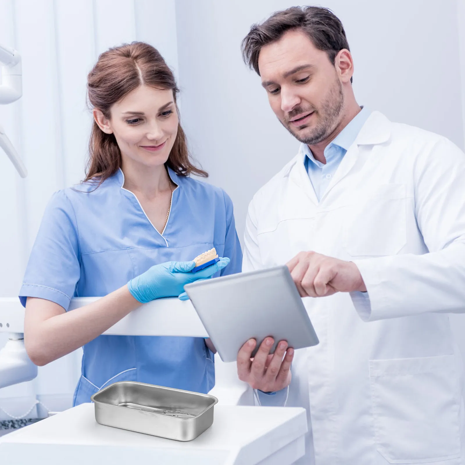 Tray Stainless Steel Instrument Tray Surgical Sterilizer Box 8 Inch Polished Lid Random Clinical